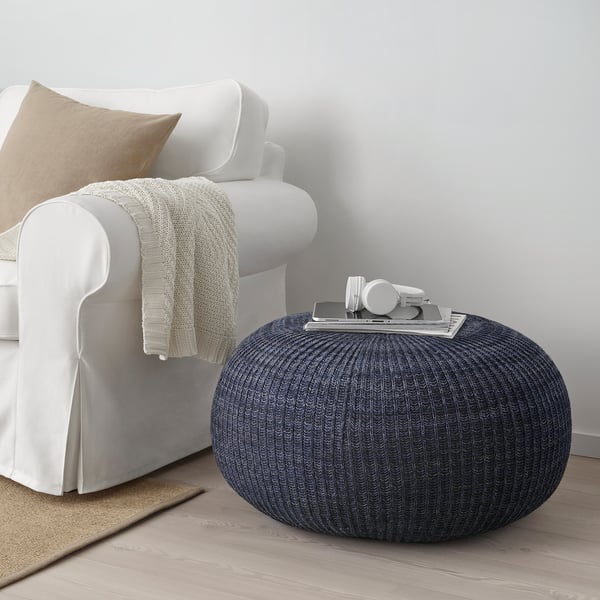 SANDARED pouffe, dark blue, 71 cm
