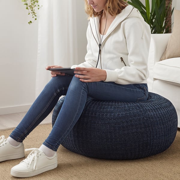 SANDARED pouffe, dark blue, 71 cm