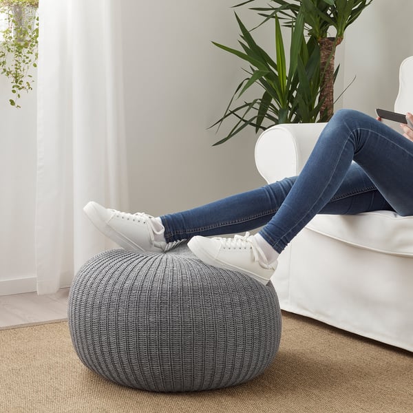 SANDARED pouffe, grey, 56 cm