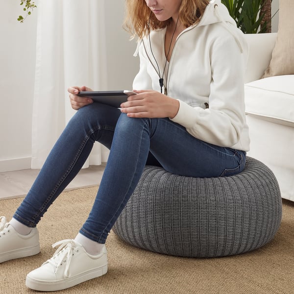 SANDARED Pouf - grey 56 cm ,