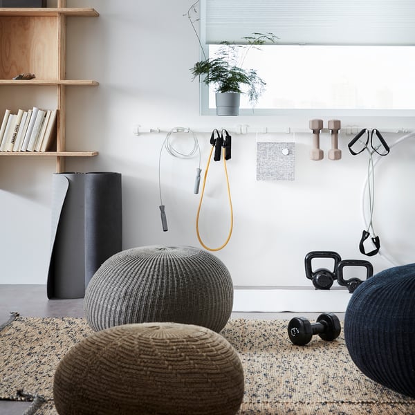 SANDARED pouffe, grey, 56 cm