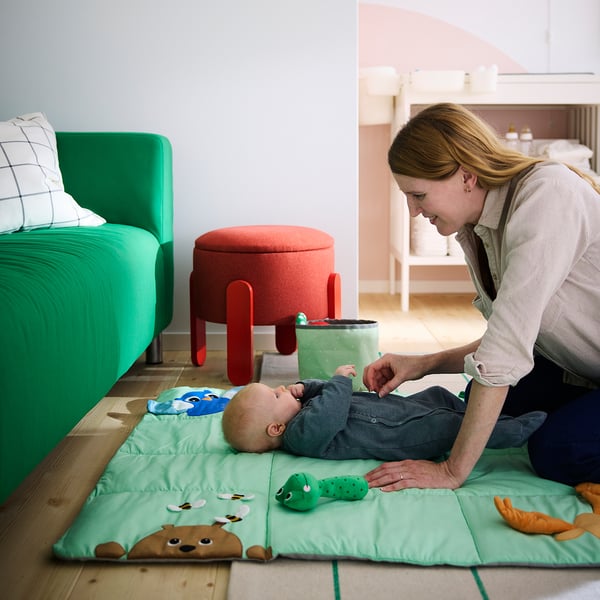 SANDBI play mat, Scandinavian nature/multicolour, 100x100 cm