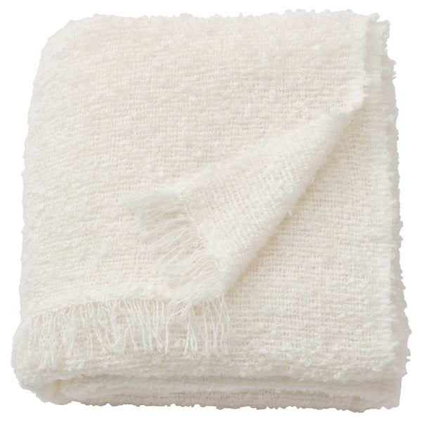SANDBRODD throw, off-white, 130x170 cm