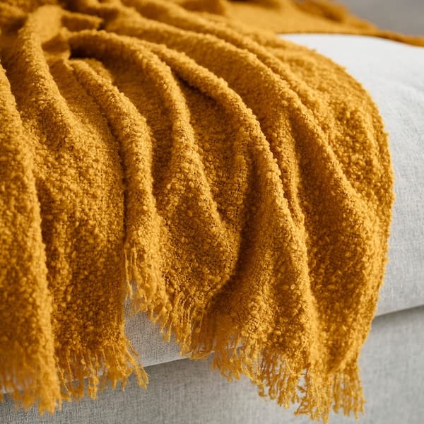 Ikea SANDBRODD - Throw, dark yellow, 130x170 cm