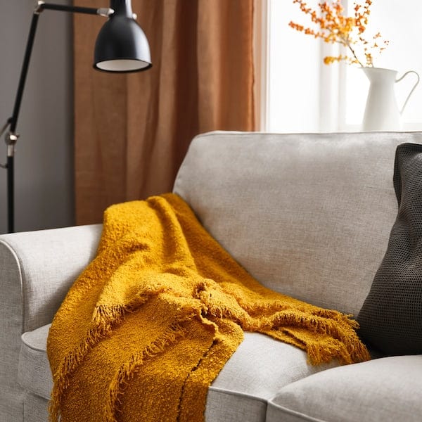 Ikea SANDBRODD - Throw, dark yellow, 130x170 cm