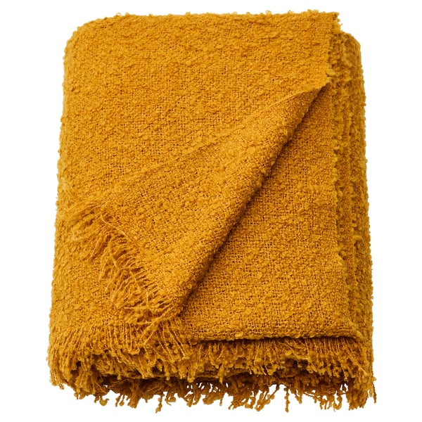 SANDBRODD throw, dark yellow, 130x170 cm