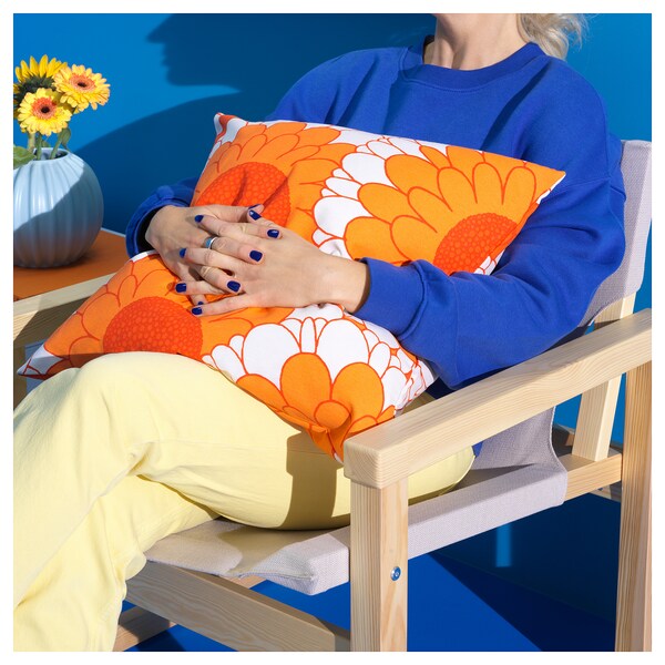 SANDETERNELL - Cushion cover, orange,50x50 cm