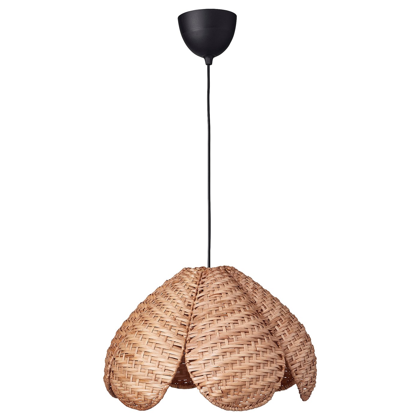 SANDKORN / HAVSDJUP pendant lamp, handmade rattan/black, 45 cm
