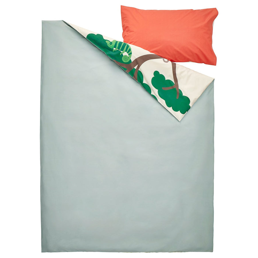 SANDLÖPARE duvet cover and pillowcase, multicolour/savannah, 150x200/50x80 cm