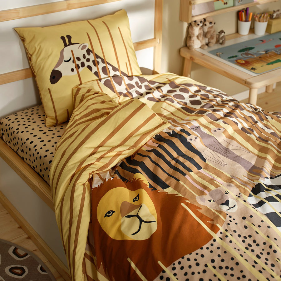 SANDLÖPARE duvet cover and pillowcase, yellow/savannah, 150x200/50x80 cm