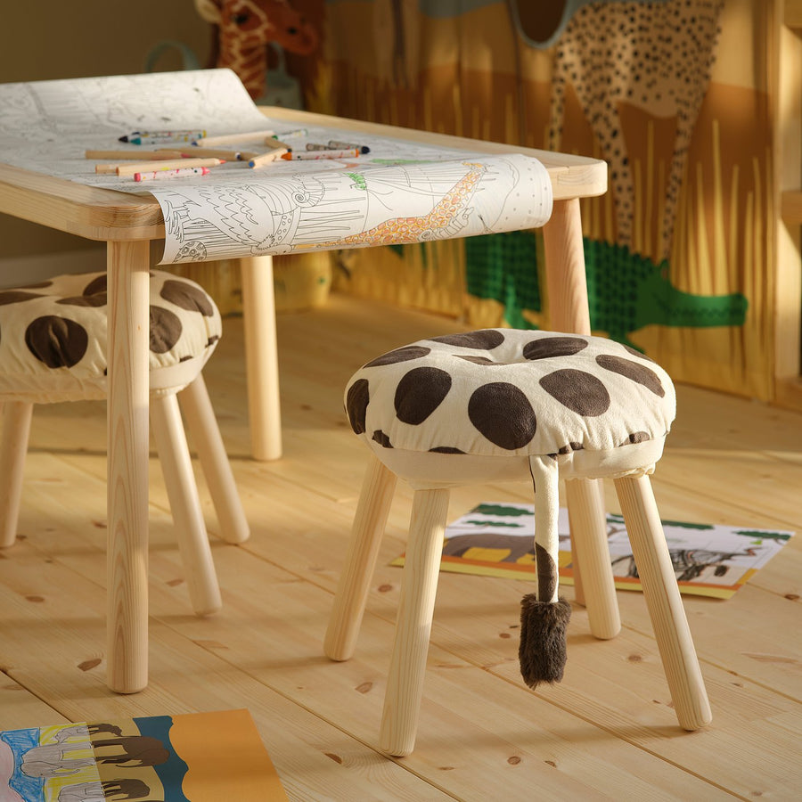 SANDLÖPARE stool cover, beige brown/giraffe pattern, 38 cm