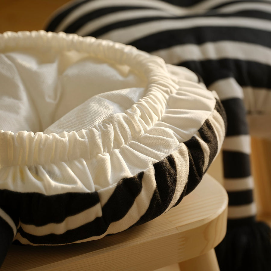 SANDLÖPARE stool cover, black white/zebra pattern, 38 cm