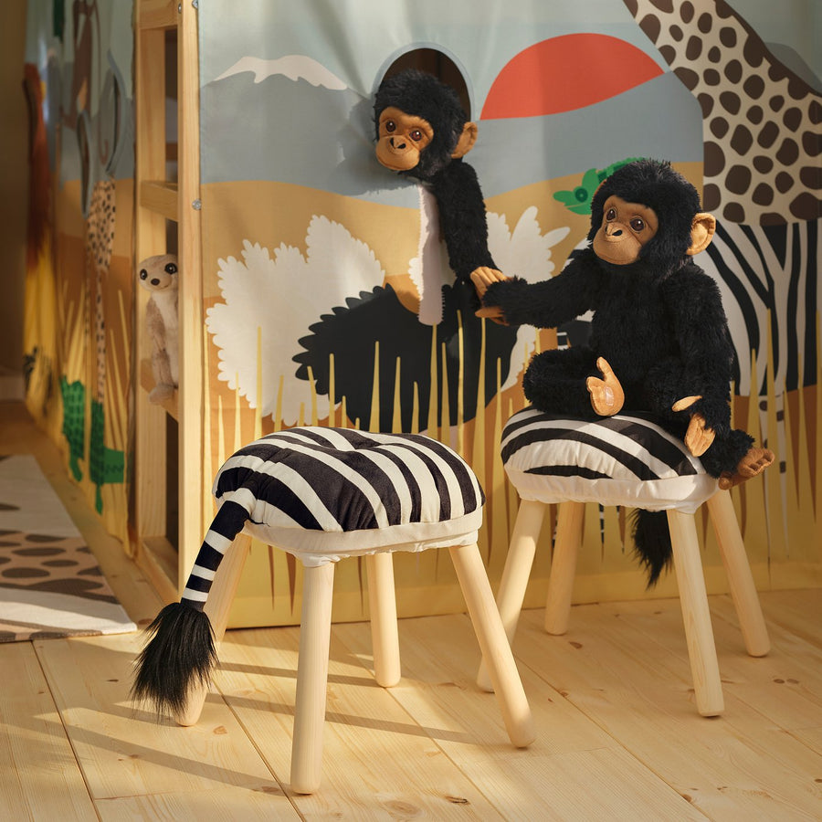 SANDLÖPARE stool cover, black white/zebra pattern, 38 cm