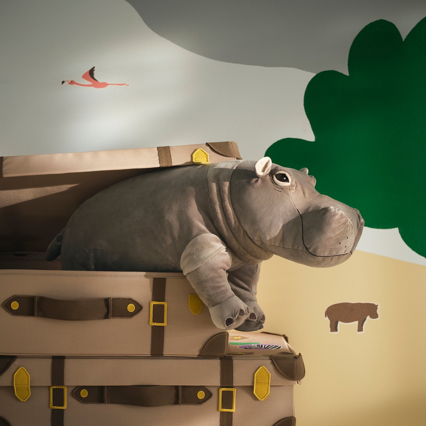SANDLÖPARE soft toy, hippopotamus/grey, 56 cm