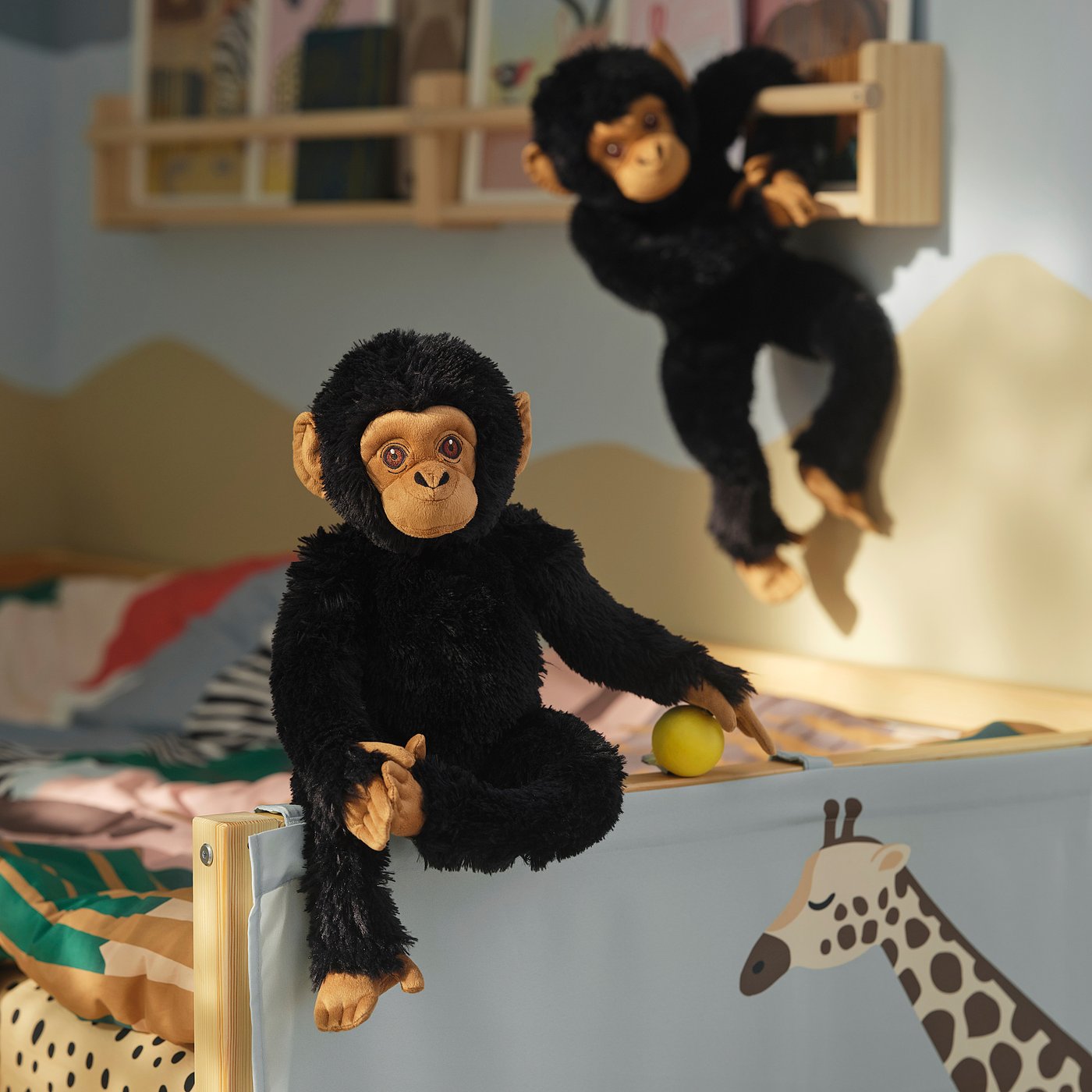 SANDLÖPARE soft toy, chimpanzee/black, 32 cm