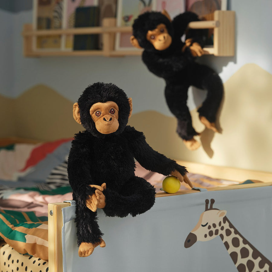 SANDLÖPARE soft toy, chimpanzee/black, 32 cm
