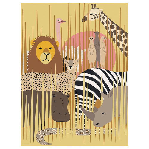 SANDLÖPARE poster, animals on the savannah, 30x40 cm
