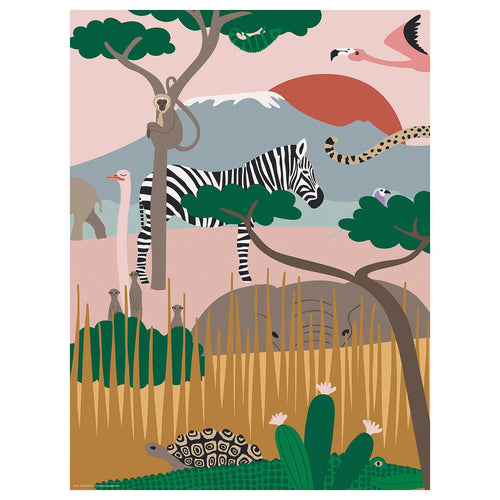 SANDLÖPARE poster, hiding on the savannah, 30x40 cm