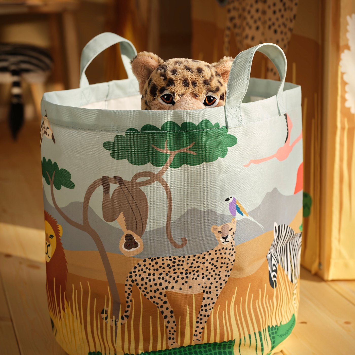SANDLÖPARE storage bag, multicolour/savannah