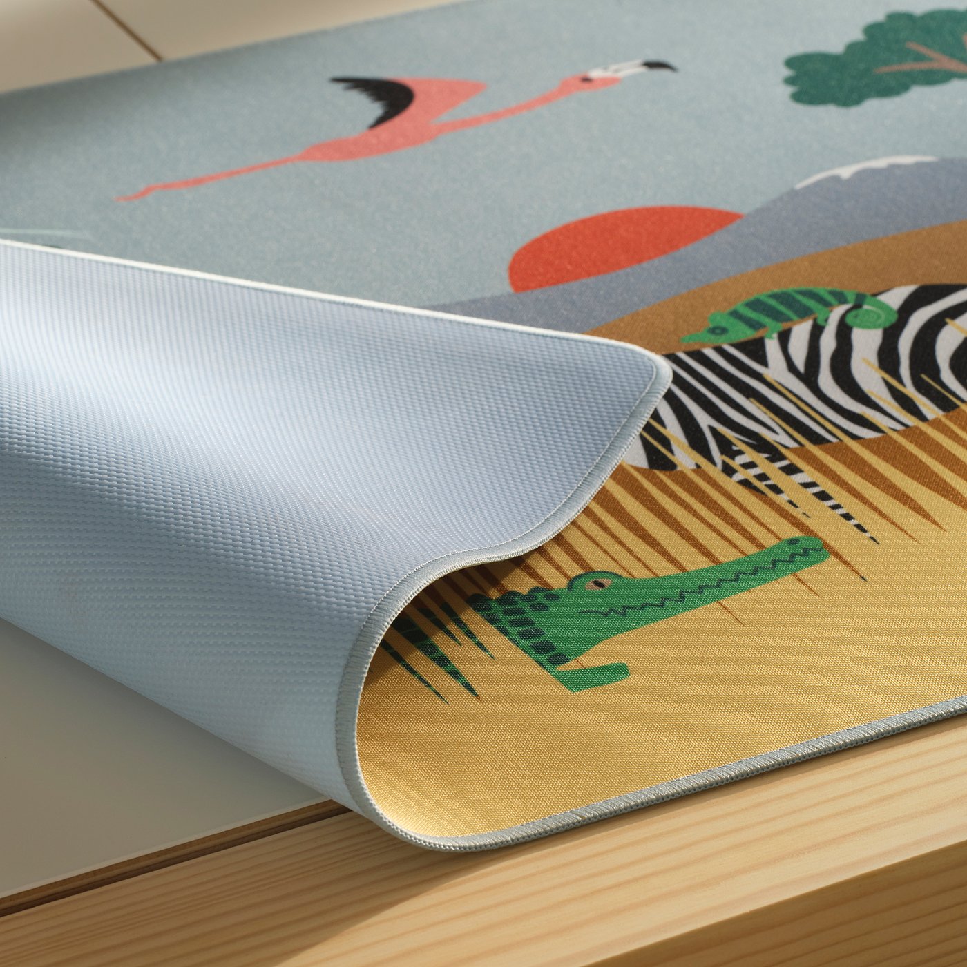 SANDLÖPARE desk pad, multicolour animals on the savannah, 38x60 cm