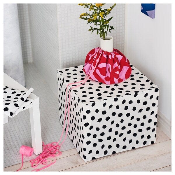 Ikea SANDLUSERN - Pre-cut fabric, white/black, 150x300 cm