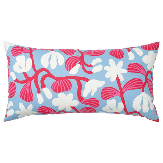 SANDMOTT Pillow, bright blue/red, 30x58 cm