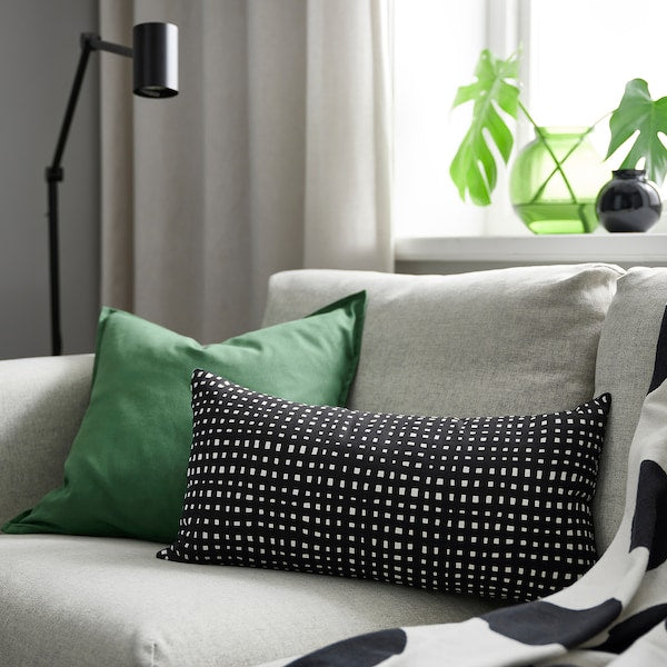 SANDMOTT - Cushion, black/white,30x58 cm