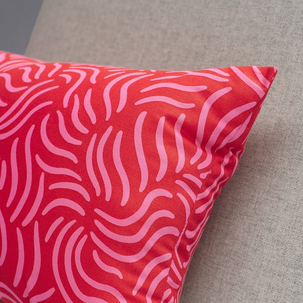 SANDMOTT - Pillow, bright red/bright pink,30x58 cm