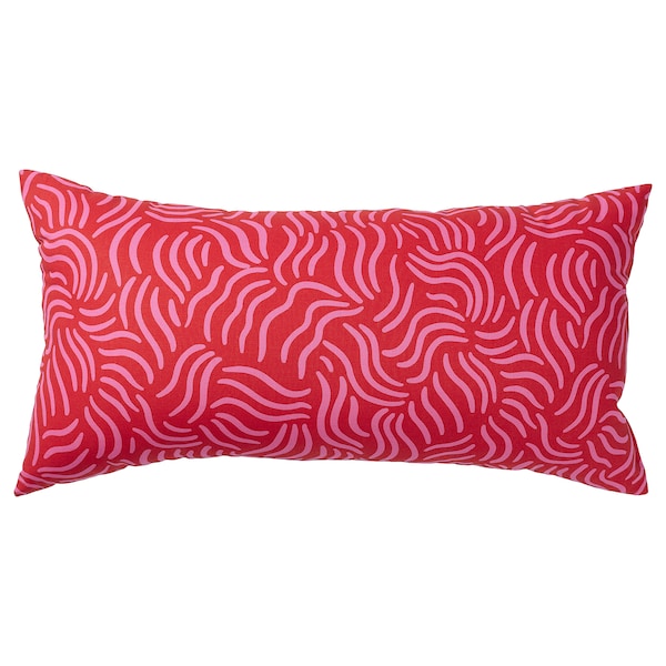 SANDMOTT - Pillow, bright red/bright pink,30x58 cm