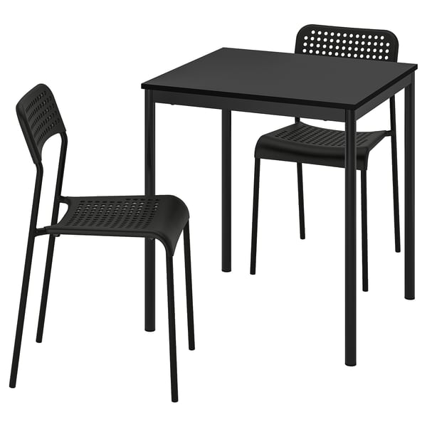 SANDSBERG / ADDE - SANDSBERG / ADDE Table and 2 chairs, black/black, 67x67 cm
