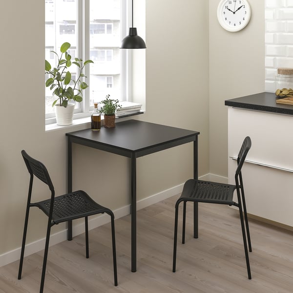 SANDSBERG / ADDE - SANDSBERG / ADDE Table and 2 chairs, black/black, 67x67 cm