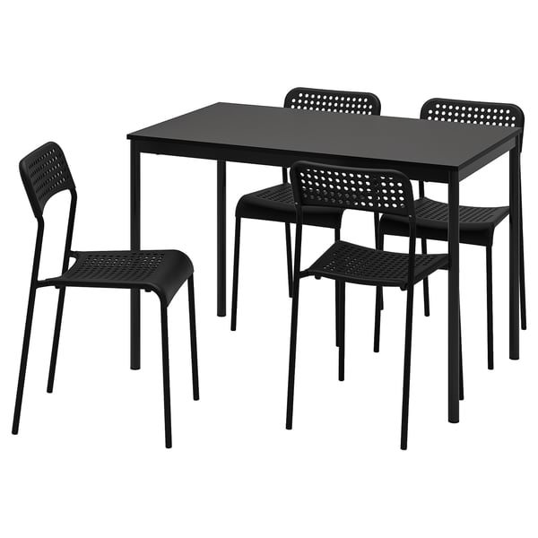 SANDSBERG / ADDE - SANDSBERG / ADDE Table and 4 chairs, black/black, 110x67 cm