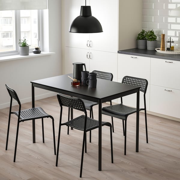 SANDSBERG / ADDE - SANDSBERG / ADDE Table and 4 chairs, black/black, 110x67 cm