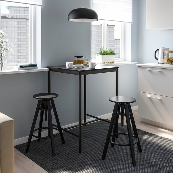 SANDSBERG / DALFRED - SANDSBERG / DALFRED Bar table and 2 bar stools, black/black, 67x67 cm