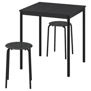SANDSBERG / MARIUS table and 2 stools, black black/black, 67x67 cm