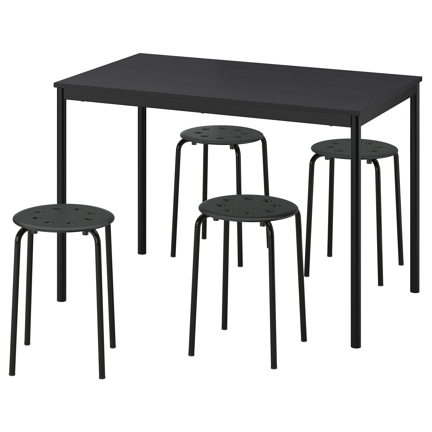 SANDSBERG / MARIUS table and 4 stools, black black/black, 110x67 cm