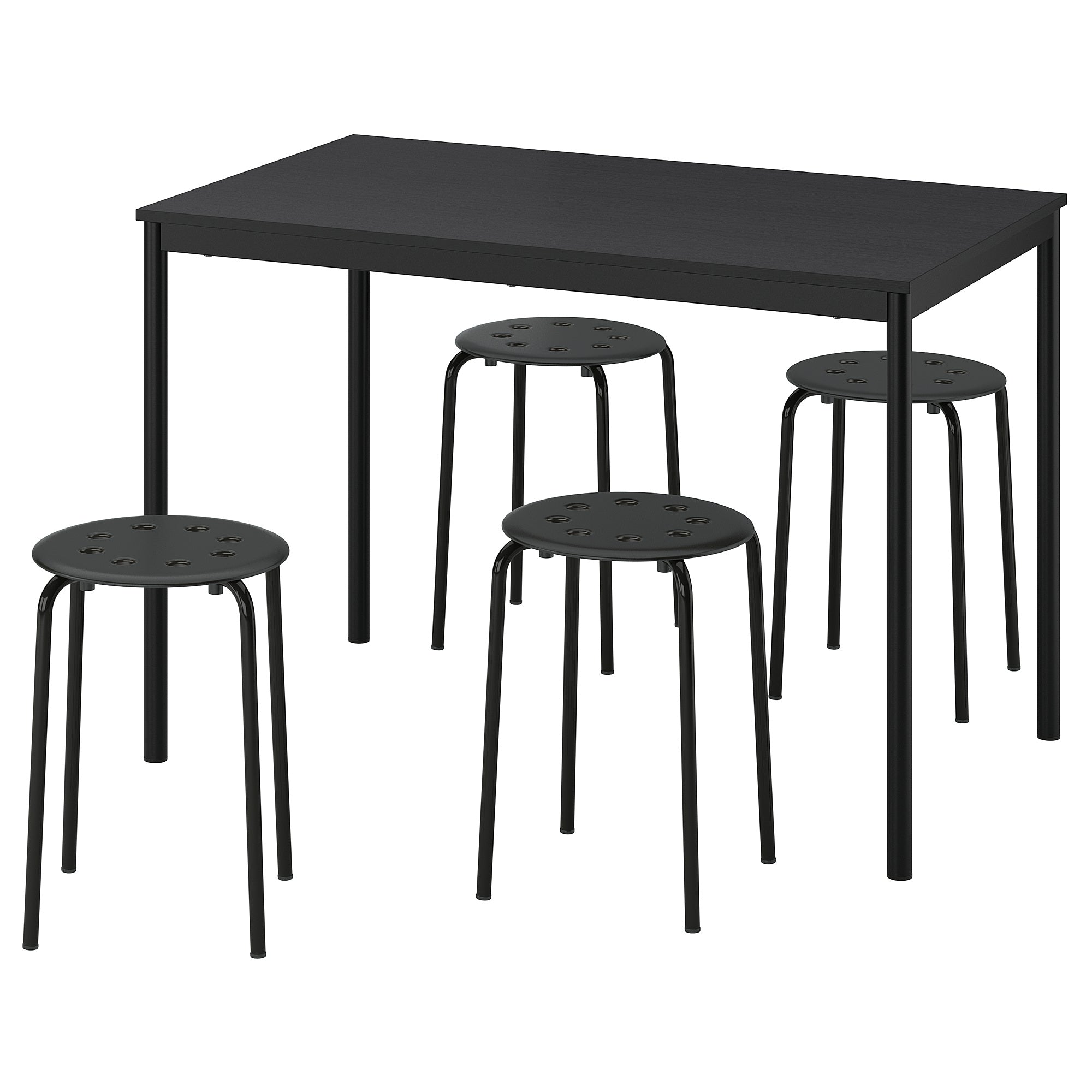 SANDSBERG / MARIUS table and 4 stools, black black/black, 110x67 cm