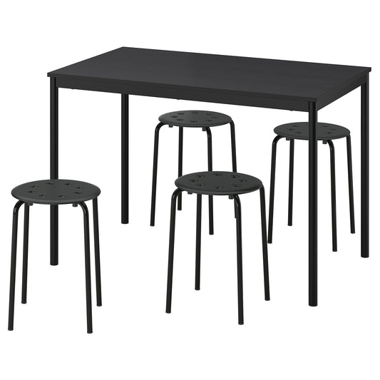 SANDSBERG / MARIUS table and 4 stools, black black/black, 110x67 cm