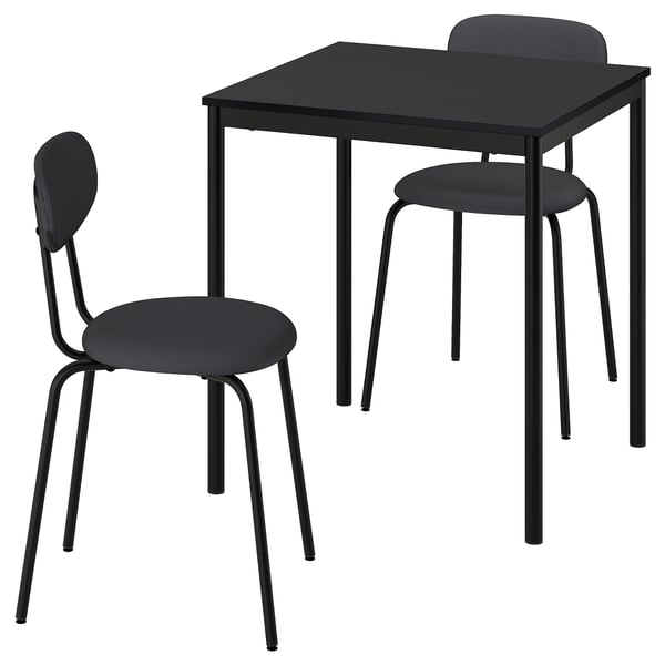 SANDSBERG / ÖSTANÖ table and 2 chairs, black black/Remmarn dark grey, 67 cm