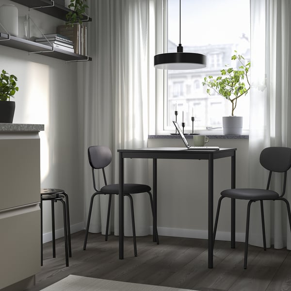SANDSBERG / ÖSTANÖ table and 2 chairs, black black/Remmarn dark grey, 67 cm