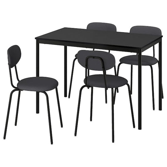 Ikea SANDSBERG / ÖSTANÖ - Table and 4 chairs, black black/Remmarn dark grey,110 cm