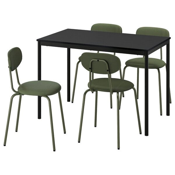 Ikea SANDSBERG / ÖSTANÖ - Table and 4 chairs, black black/Remmarn deep green,110 cm