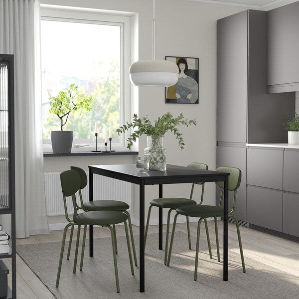 Ikea SANDSBERG / ÖSTANÖ - Table and 4 chairs, black black/Remmarn deep green,110 cm