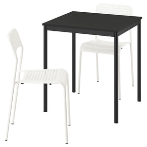 SANDSBERG table and 2 chairs, black black/white, 67x67 cm