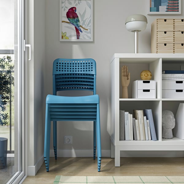 SANDSBERG table and 2 chairs, black black/blue, 67x67 cm