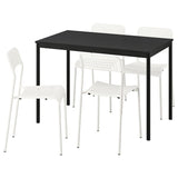 SANDSBERG table and 4 chairs, black black/white, 110x67 cm