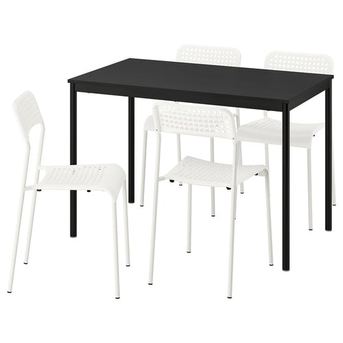 SANDSBERG table and 4 chairs, black black/white, 110x39 cm