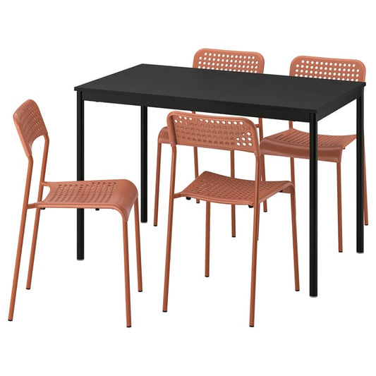 SANDSBERG table and 4 chairs, black/reddish black, 110x67 cm