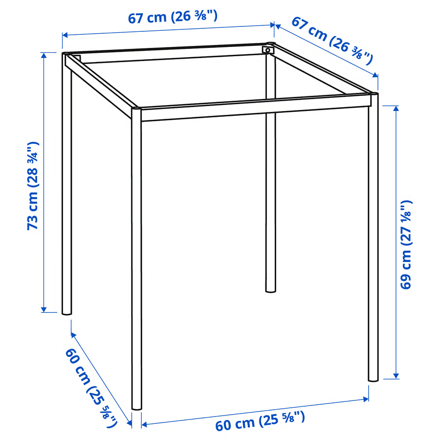 SANDSBERG Underframe for table top, black, 67x67x73 cm