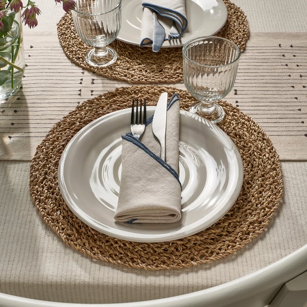 SANDSKÄDDA plate, light grey-beige, 26 cm, 4 pack